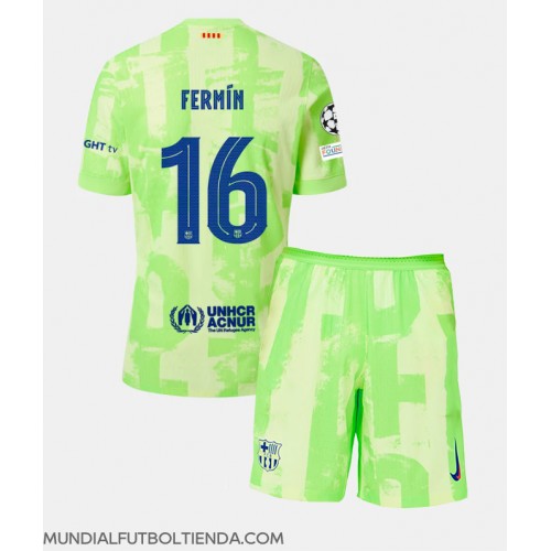 Camiseta Barcelona Fermin Lopez #16 Tercera Equipación Replica 2024-25 para niños mangas cortas (+ Pantalones cortos)